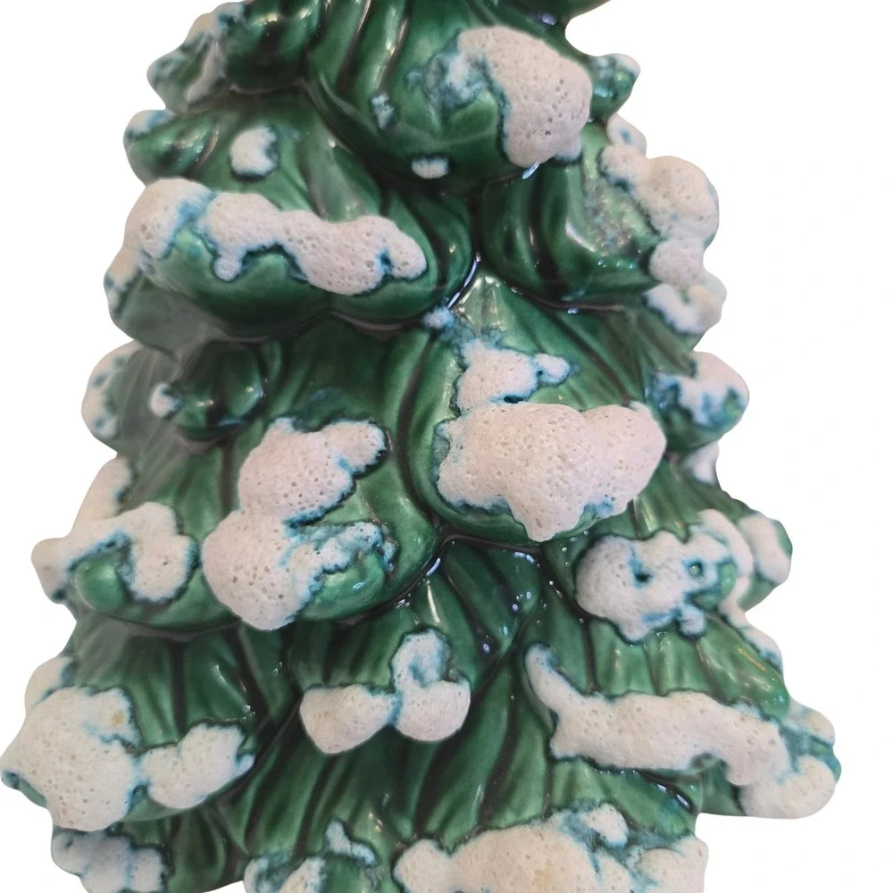 Set (2) Vintage Artisan Made Holland Mold Ceramic Snow Covered Tree 6